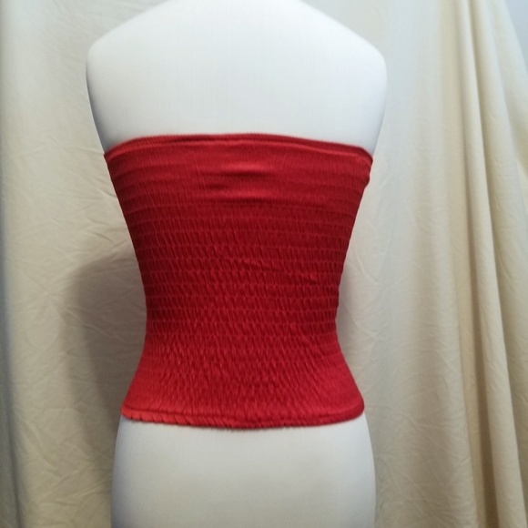 RED Corset Top with Elastic Back, Size S/M - Picture 2 of 3